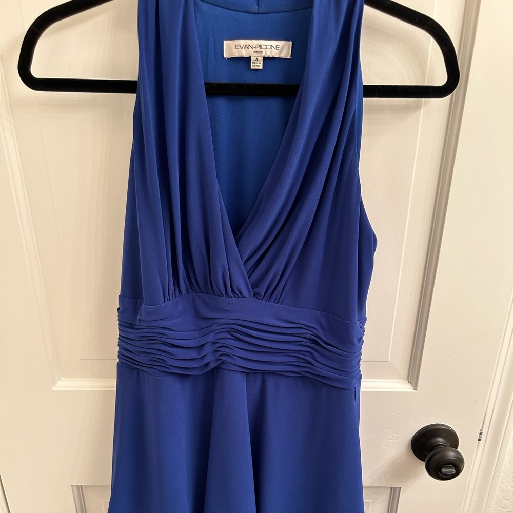 Evan Picone Royal Blue Draped Dress